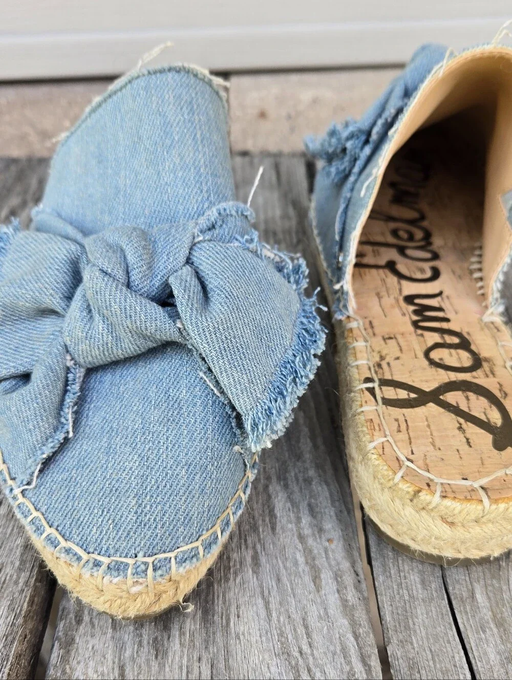 New Sam Edelman Denim Espedrilles 6.5 Open Back 